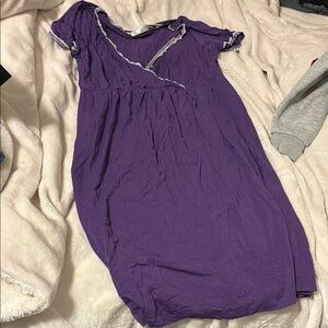 Purple Chemise with Lace Trim V-Neck
